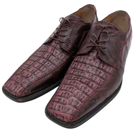 David Eden Genuine Hornback Crocodile and Lizard Mens Dress Shoes Vero Cuoio